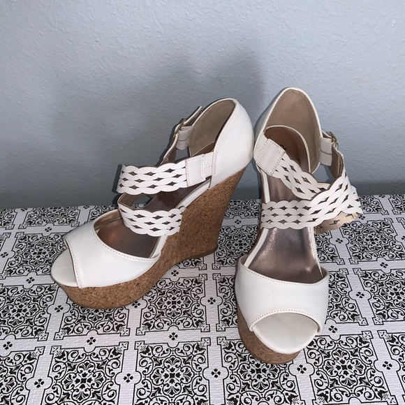 Charlotte Russe White Platform Wedge Sandals - Picture 2 of 2